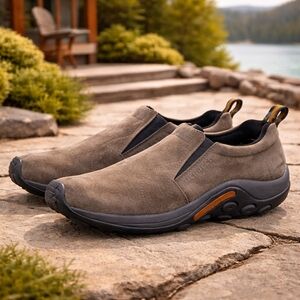 Merrell Jungle Moc Gun Smoke Suede Slip On Shoes Mens 13 Comfort Hiking Outdoor